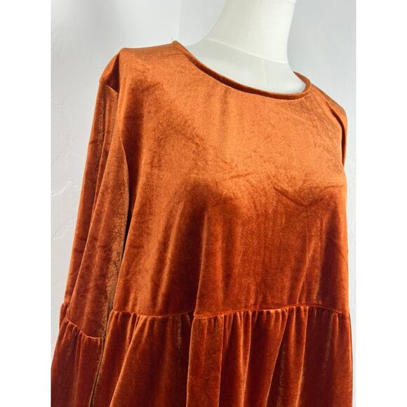 RICH RUST STRETCH VELVET DRESS (Woman's: XL) - Picture 3 of 10